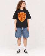 Mockup Boxy Heavyweight Tee Black female full-body 09