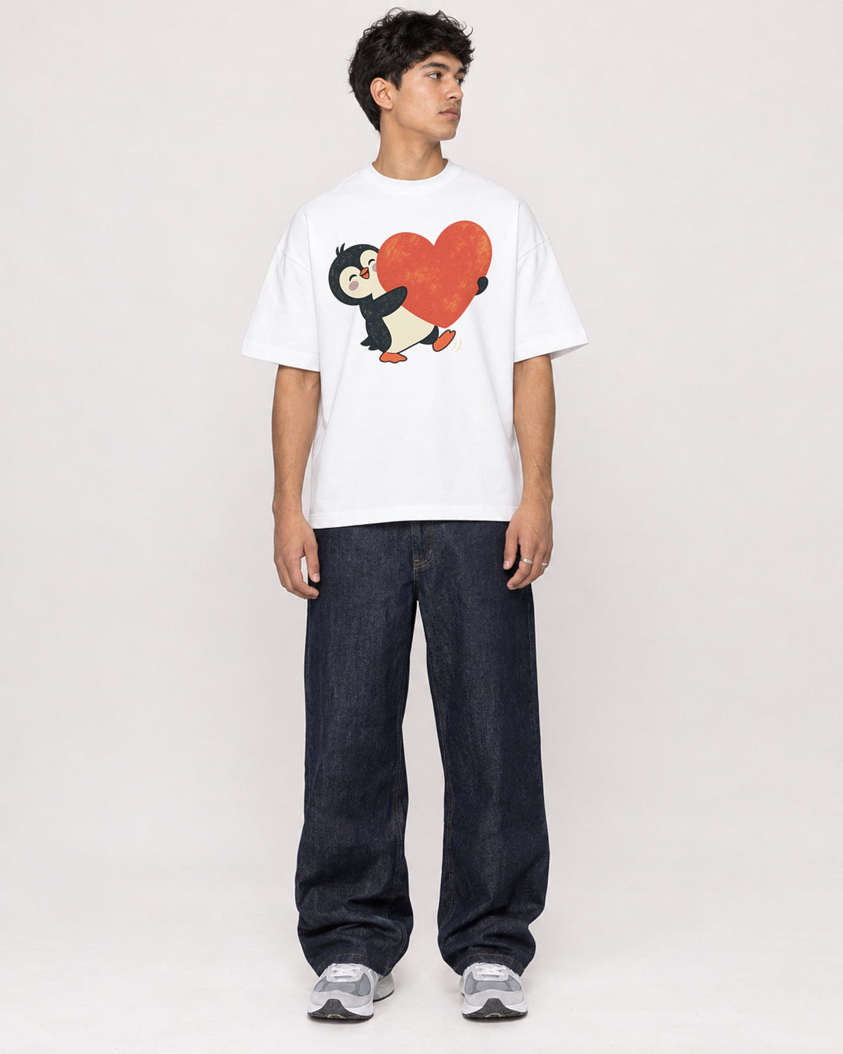 Mockup Boxy Heavyweight Tee White male full-body 46