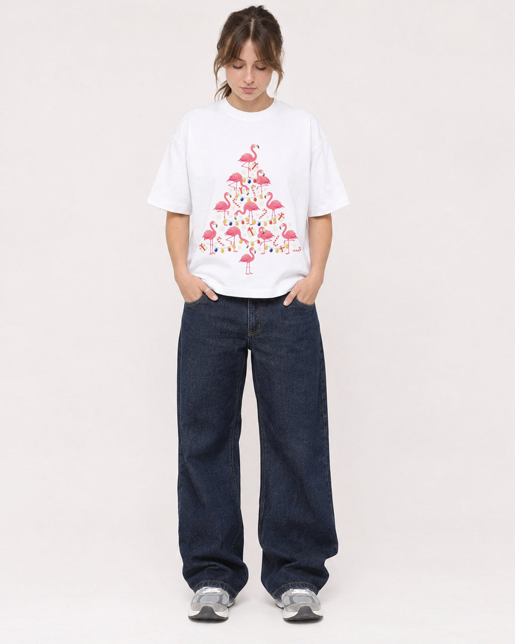 Mockup Boxy Heavyweight Tee White female full-body 29