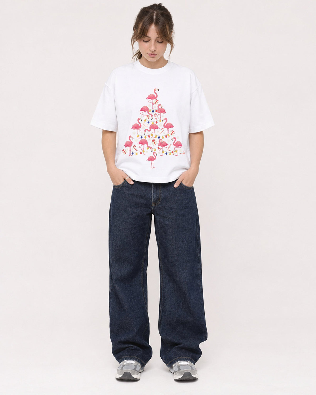 Mockup Boxy Heavyweight Tee White female full-body 29
