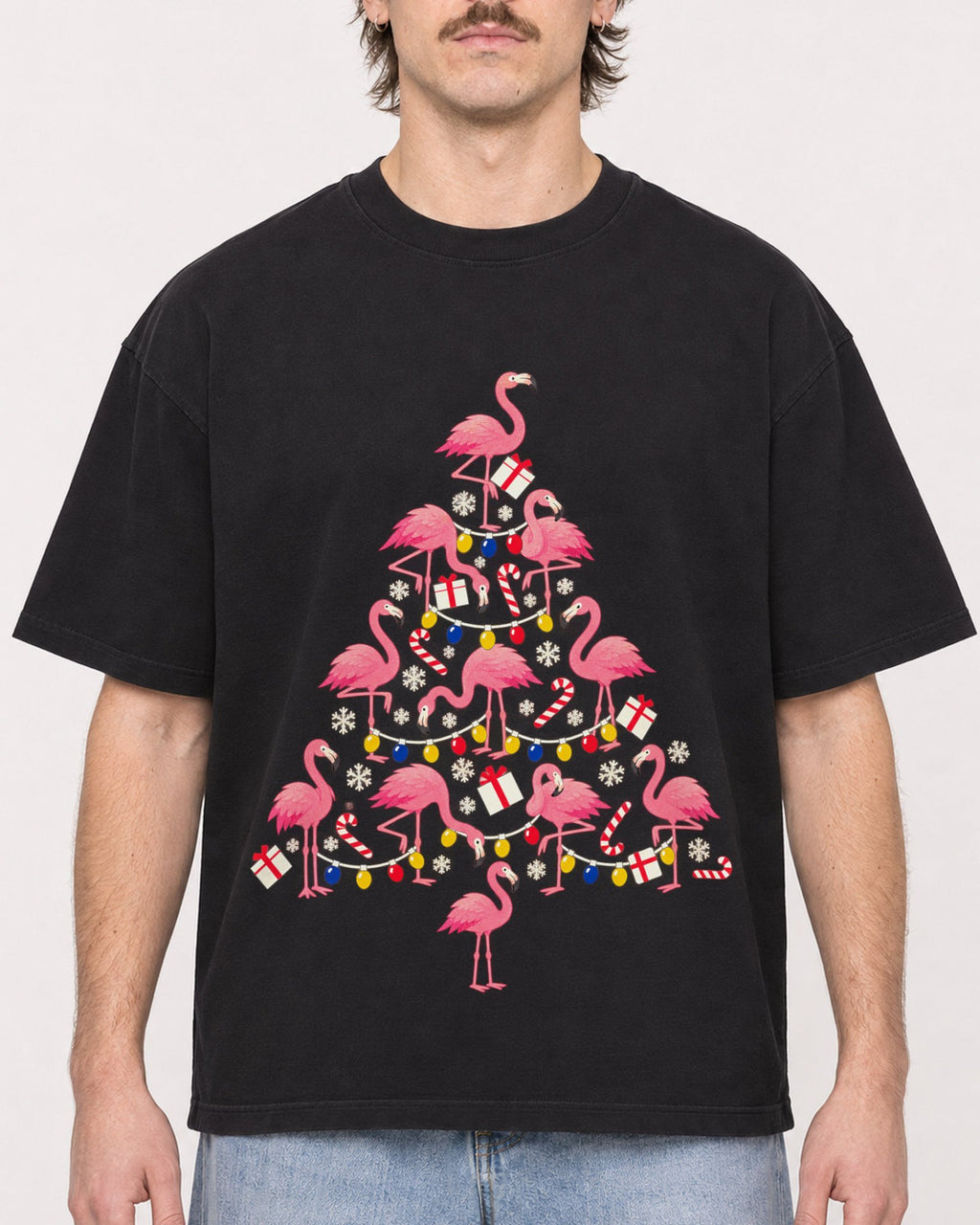 Mockup Boxy Heavyweight Tee Black male close-up 29