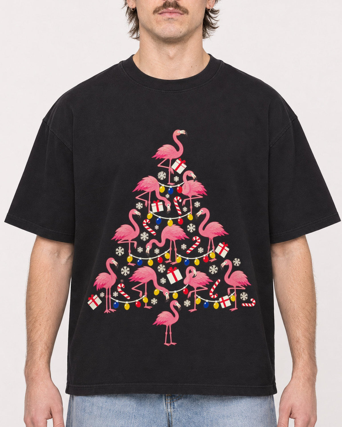Mockup Boxy Heavyweight Tee Black male close-up 29