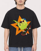 Mockup Boxy Heavyweight Tee Black male close-up 03