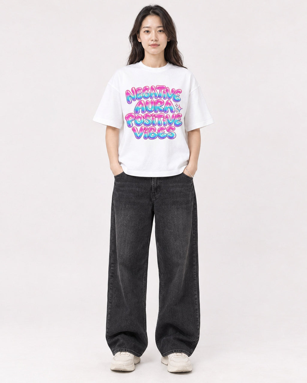 Mockup Boxy Heavyweight Tee White female full-body 03