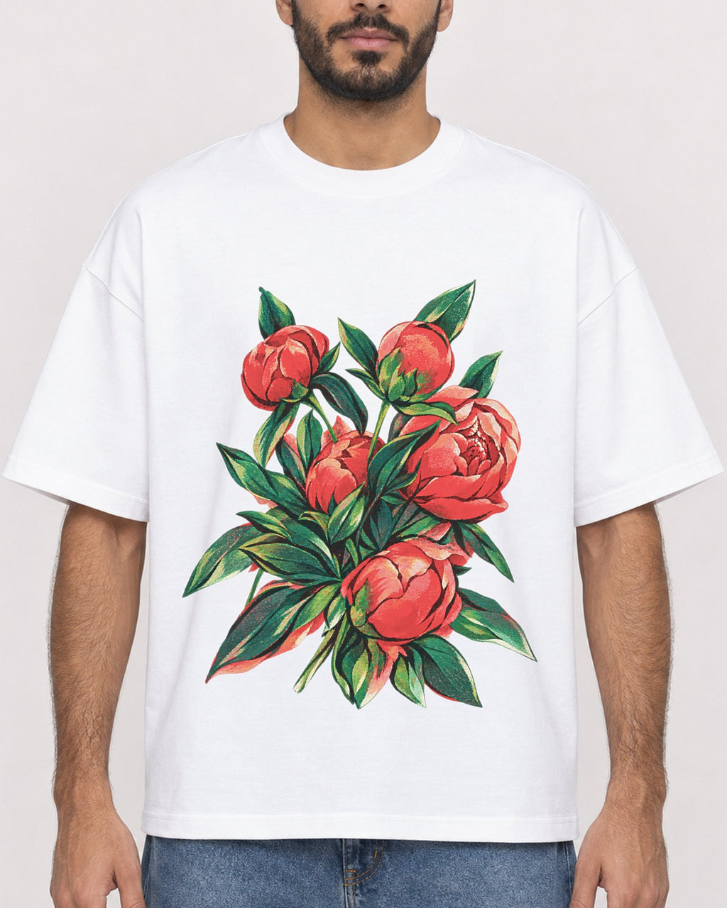 Mockup Boxy Heavyweight Tee White male close-up 07