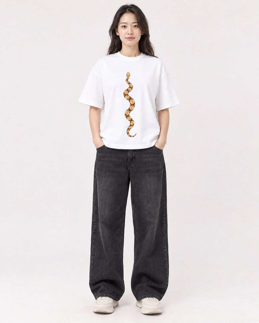 Mockup Boxy Heavyweight Tee White female full-body 03
