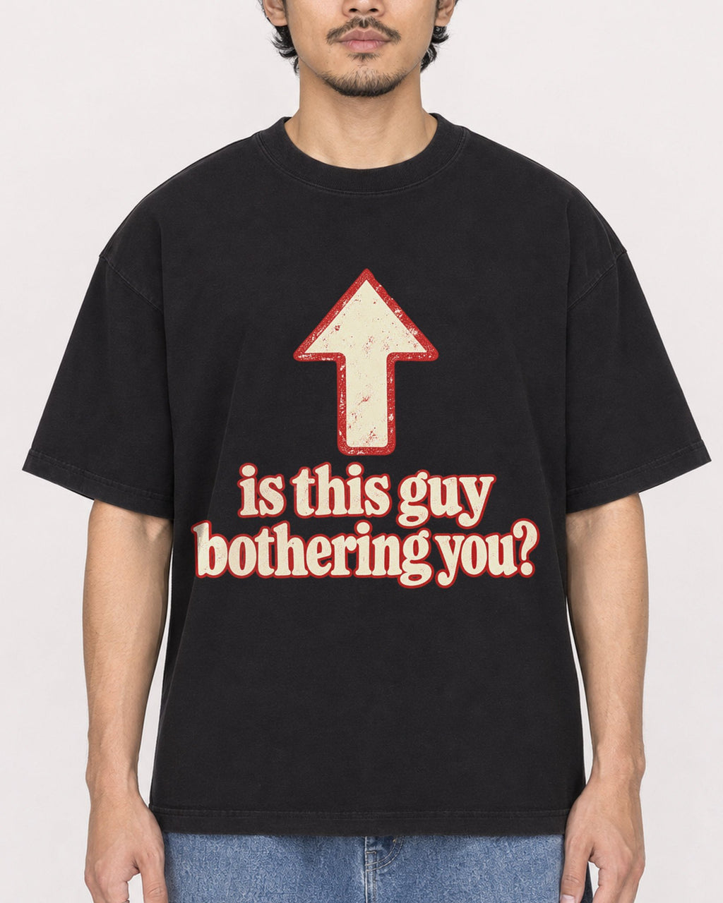Mockup Boxy Heavyweight Tee Black male close-up 02