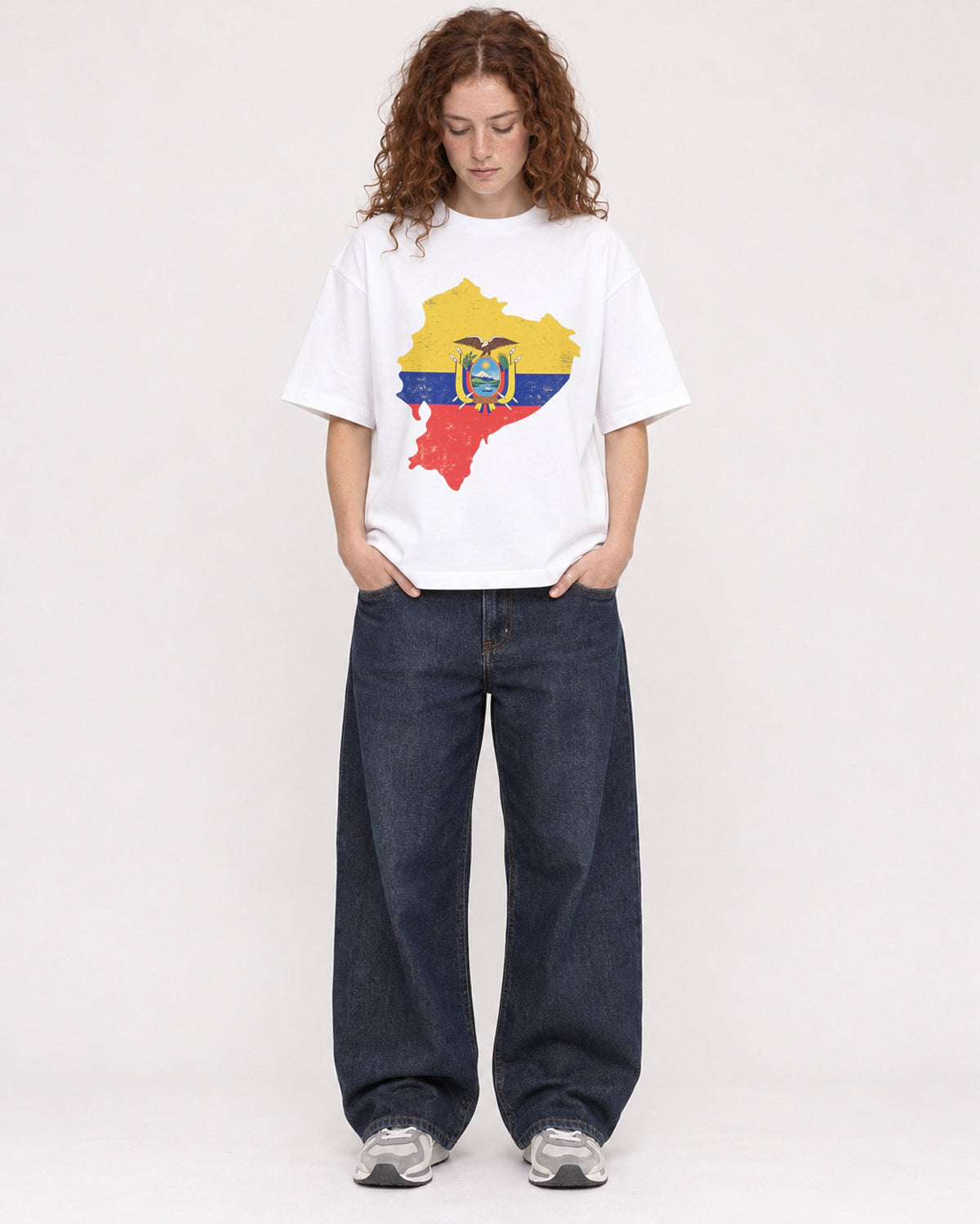Mockup Boxy Heavyweight Tee White female full-body 09