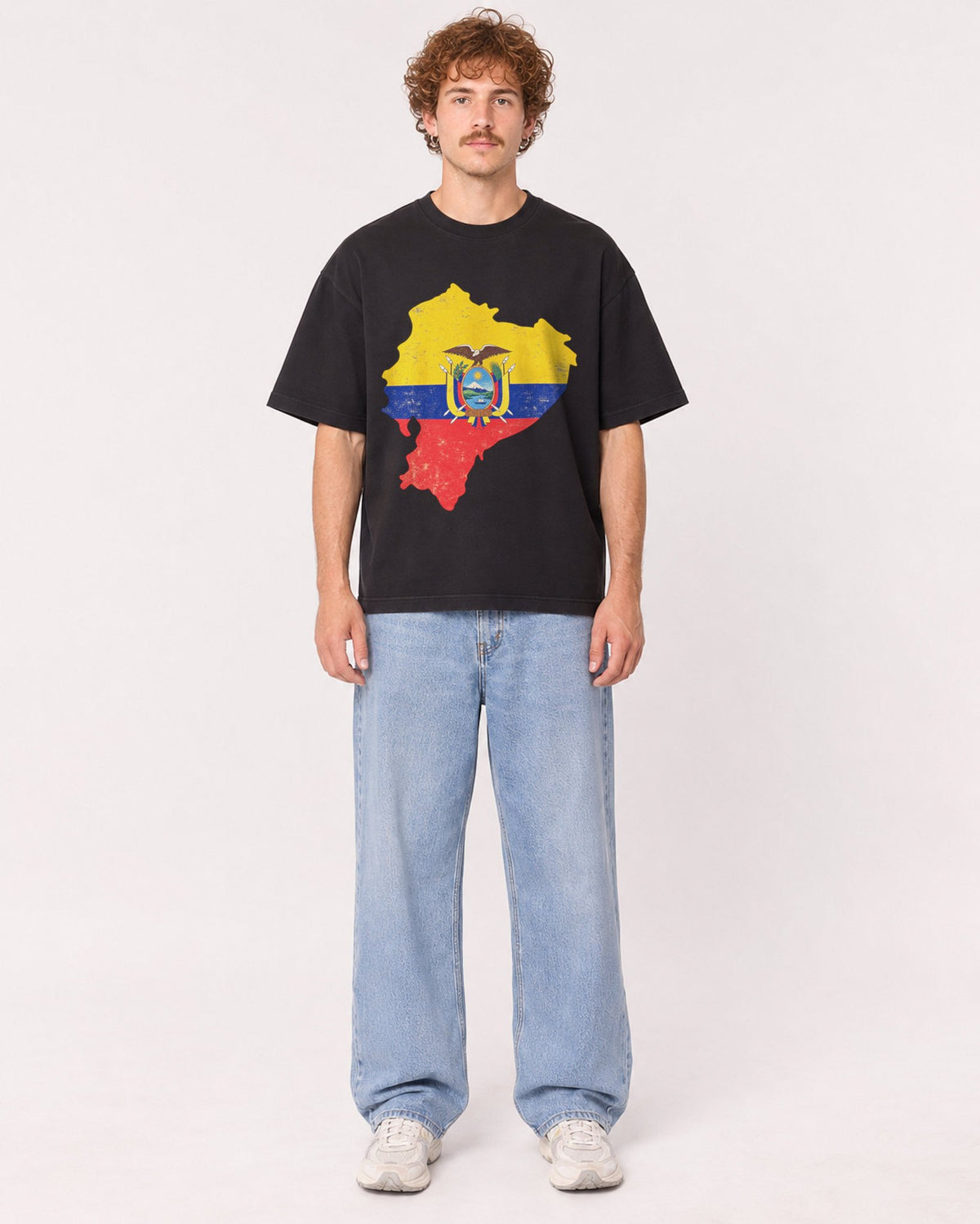 Mockup Boxy Heavyweight Tee Black male full-body 09