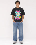 Mockup Boxy Heavyweight Tee Black male full-body 06