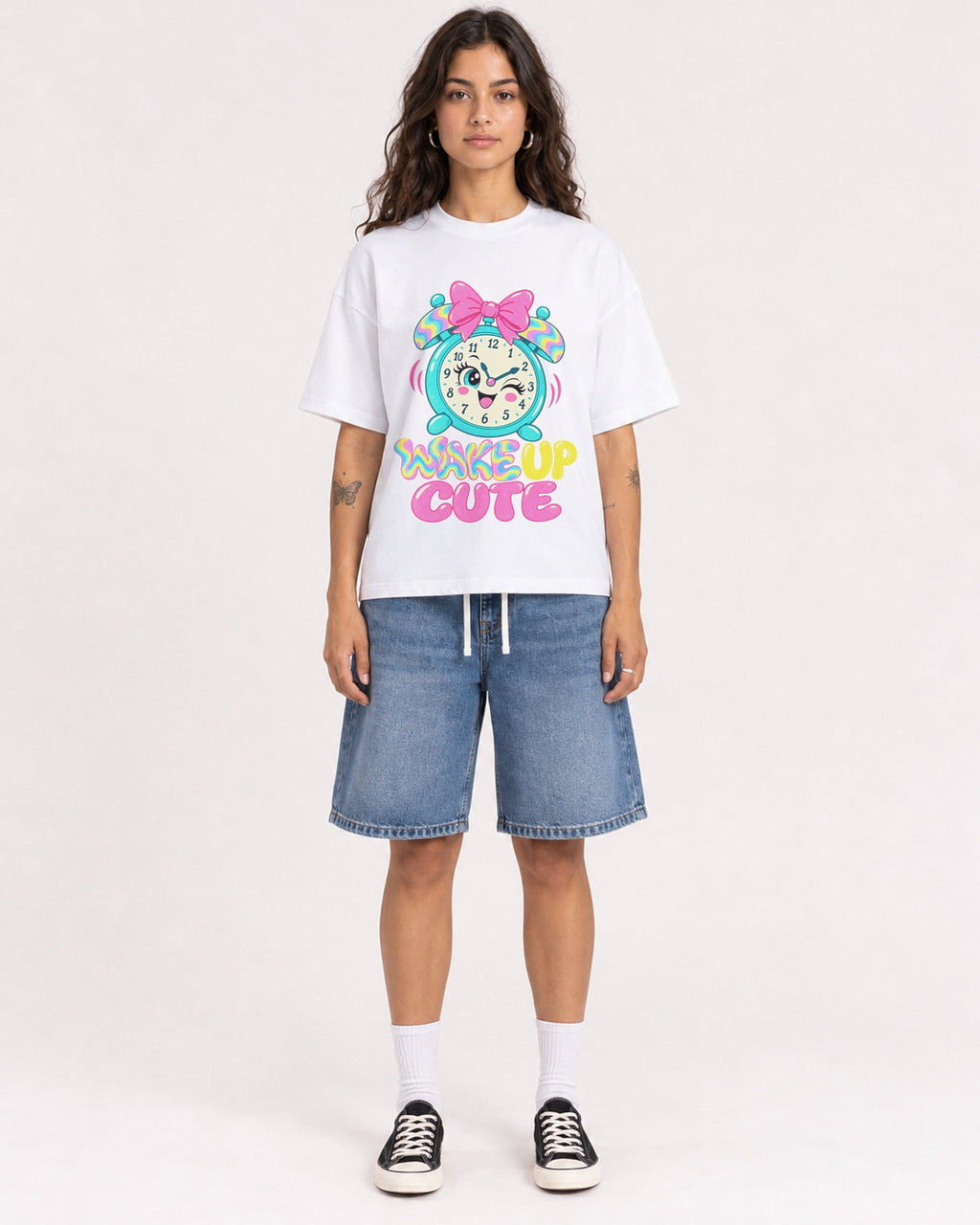 Mockup Boxy Heavyweight Tee White female full-body 06