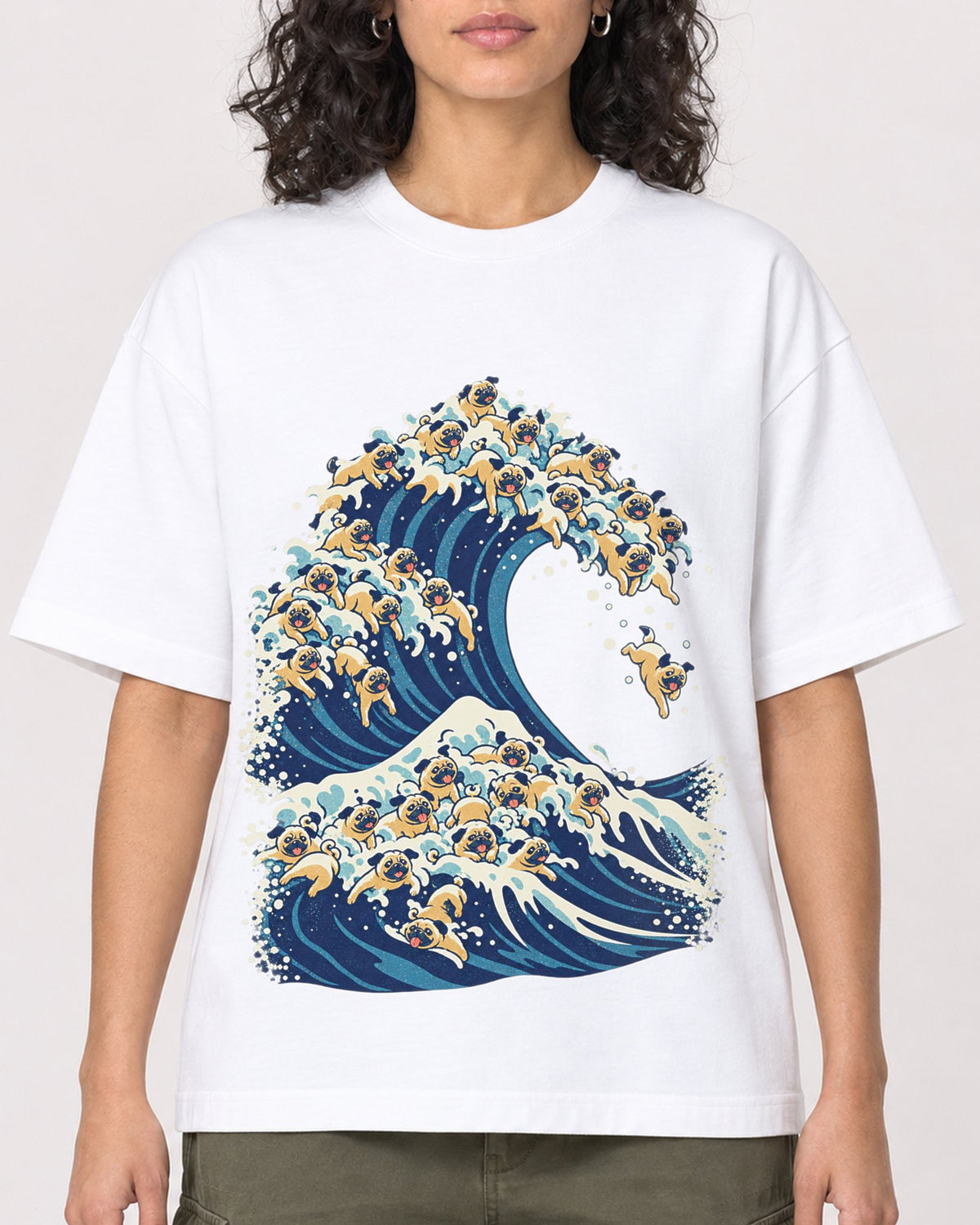 Mockup Boxy Heavyweight Tee White female close-up 27