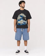 Mockup Boxy Heavyweight Tee Black male full-body 27