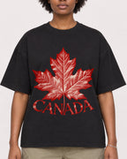 Mockup Boxy Heavyweight Tee Black female close-up 14