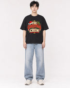 Mockup Boxy Heavyweight Tee Black male full-body 01
