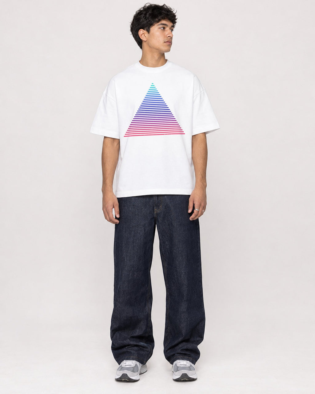 Mockup Boxy Heavyweight Tee White male full-body 46