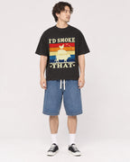 Mockup Boxy Heavyweight Tee Black male full-body 03