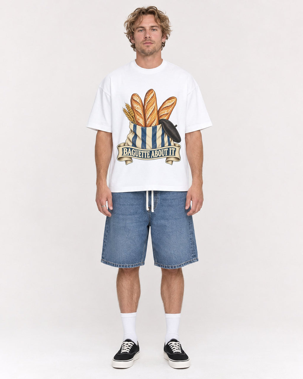 Mockup Boxy Heavyweight Tee White male full-body 28
