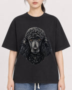 Mockup Boxy Heavyweight Tee Black female close-up 21