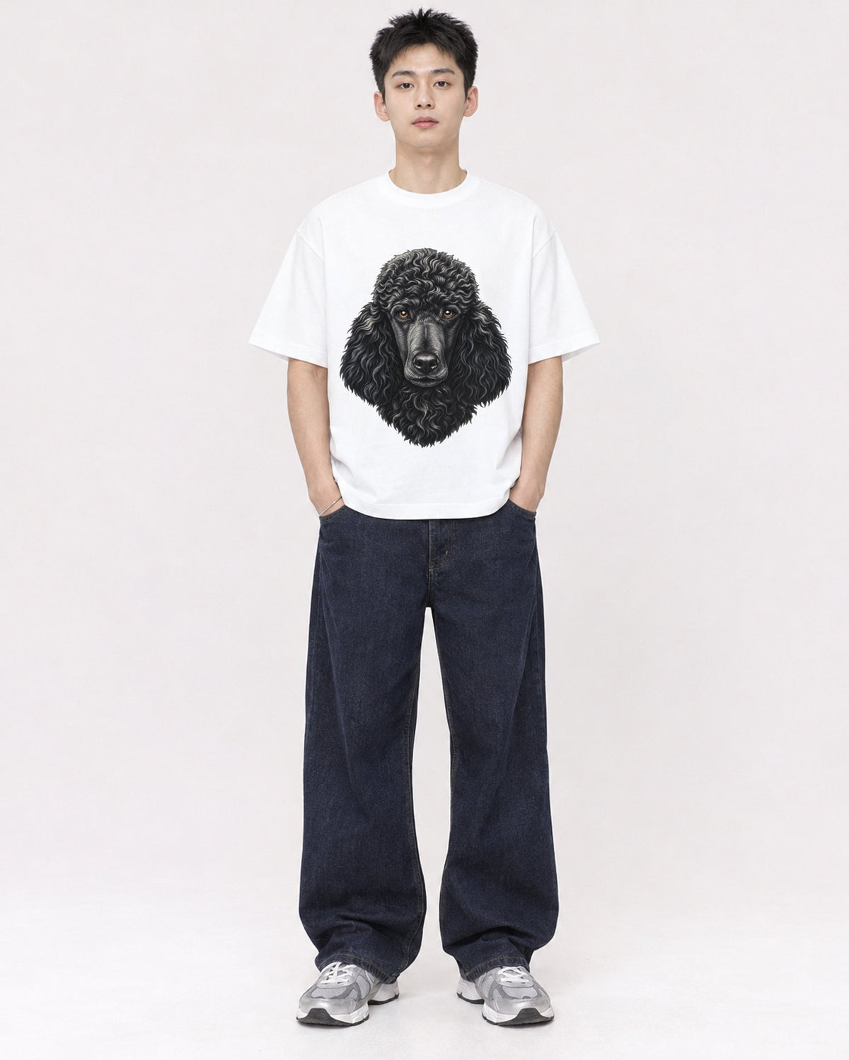 Mockup Boxy Heavyweight Tee White male full-body 21