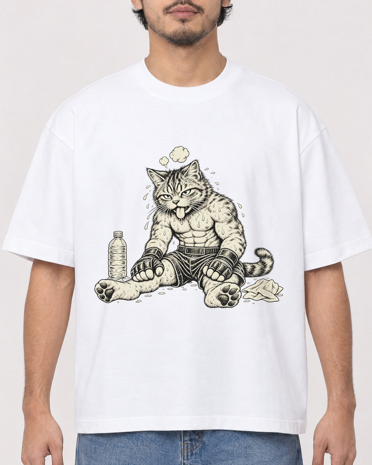 Mockup Boxy Heavyweight Tee White male close-up 02