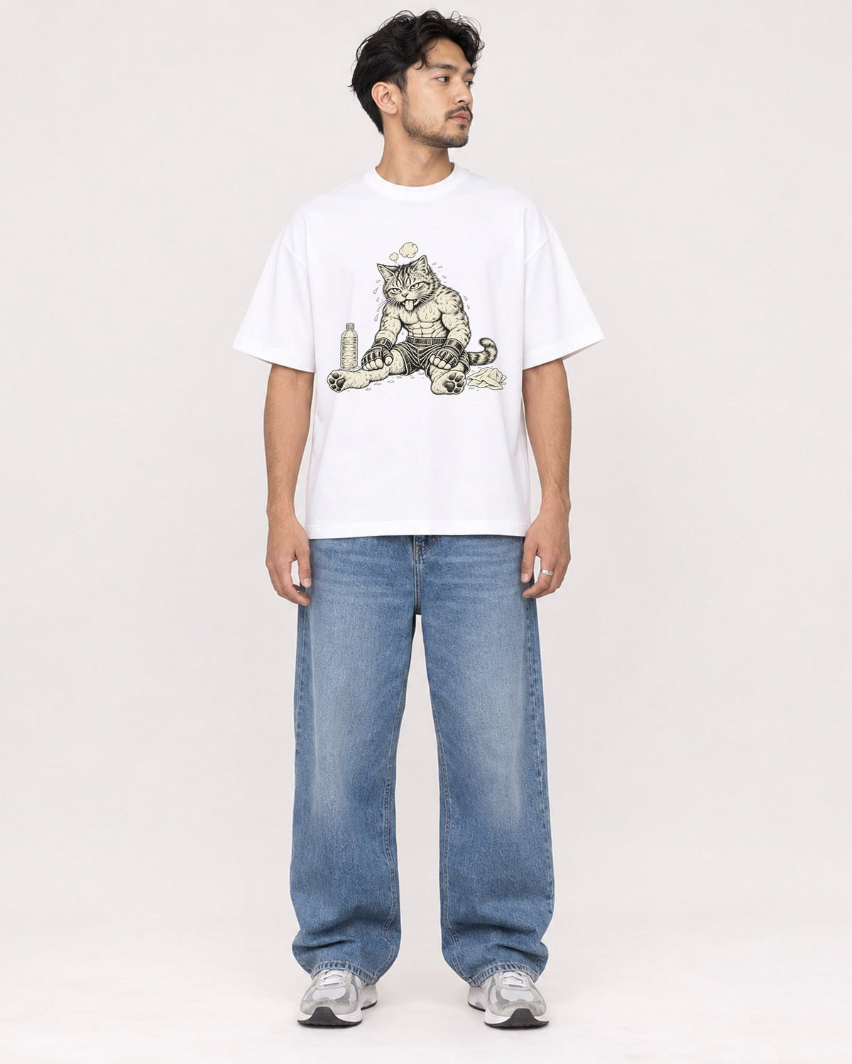 Mockup Boxy Heavyweight Tee White male full-body 02