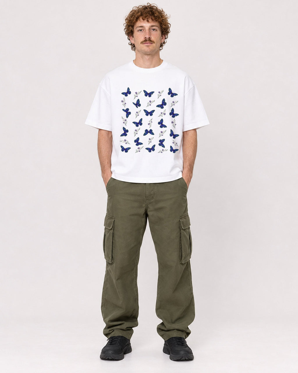 Mockup Boxy Heavyweight Tee White male full-body 09