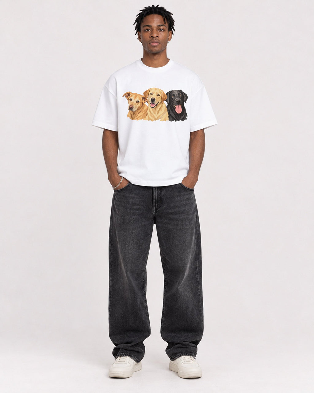 Mockup Boxy Heavyweight Tee White male full-body 05