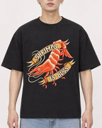 Mockup Boxy Heavyweight Tee Black male close-up 01