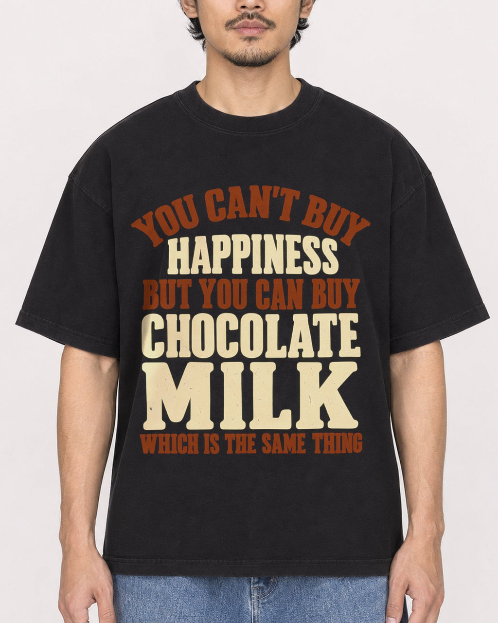 Mockup Boxy Heavyweight Tee Black male close-up 02