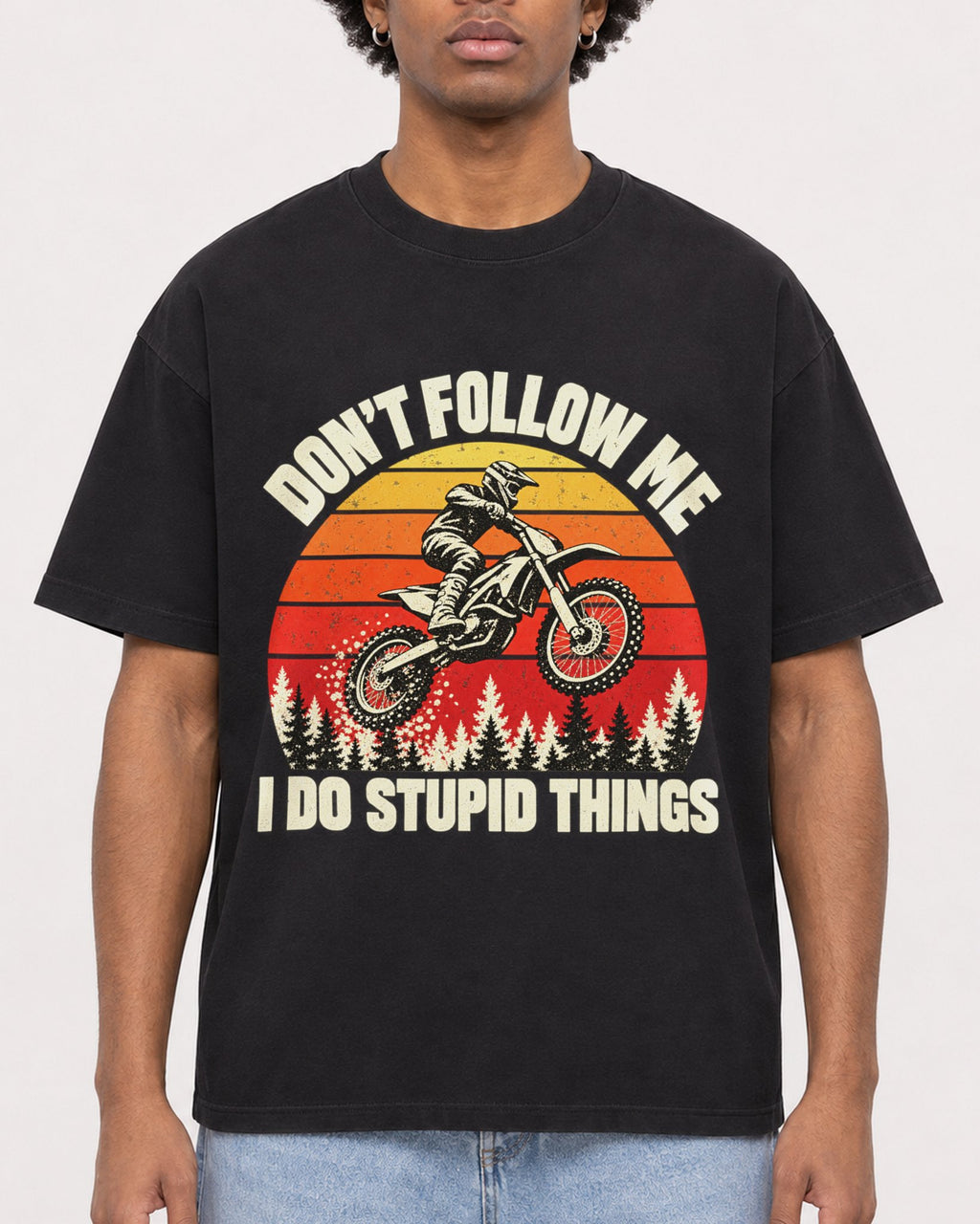 Mockup Boxy Heavyweight Tee Black male close-up 45
