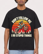 Mockup Boxy Heavyweight Tee Black male close-up 45