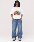 Mockup Boxy Heavyweight Tee White female full-body 45