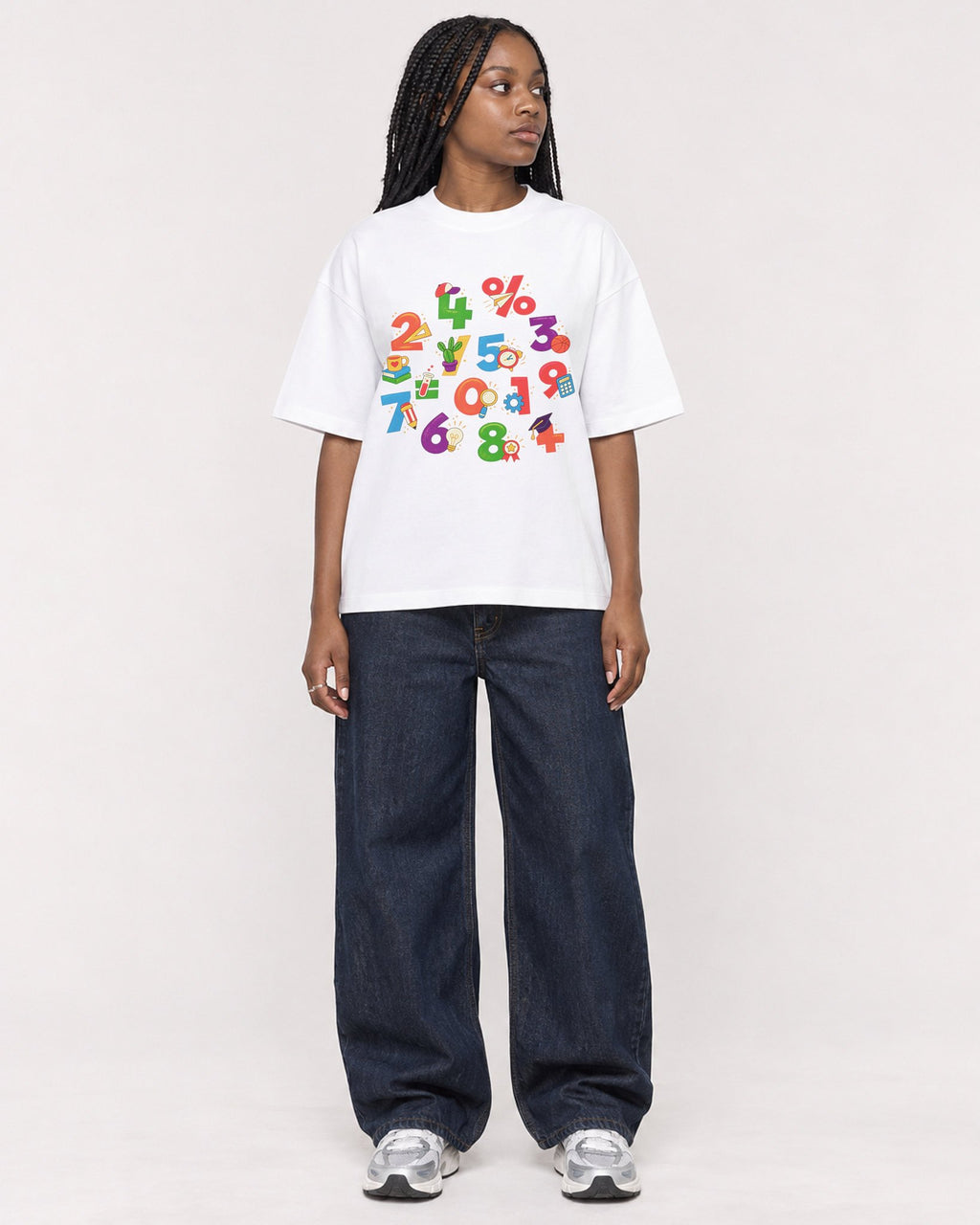 Mockup Boxy Heavyweight Tee White female full-body 04