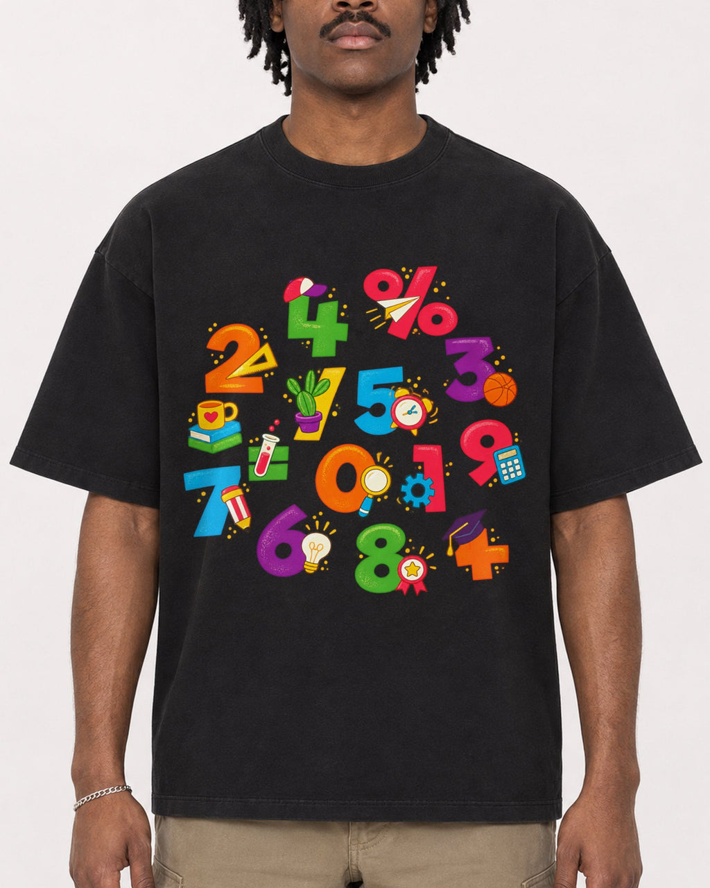 Mockup Boxy Heavyweight Tee Black male close-up 04