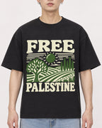 Mockup Boxy Heavyweight Tee Black male close-up 01