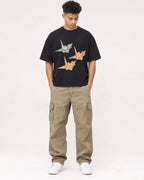 Mockup Boxy Heavyweight Tee Black male full-body 20