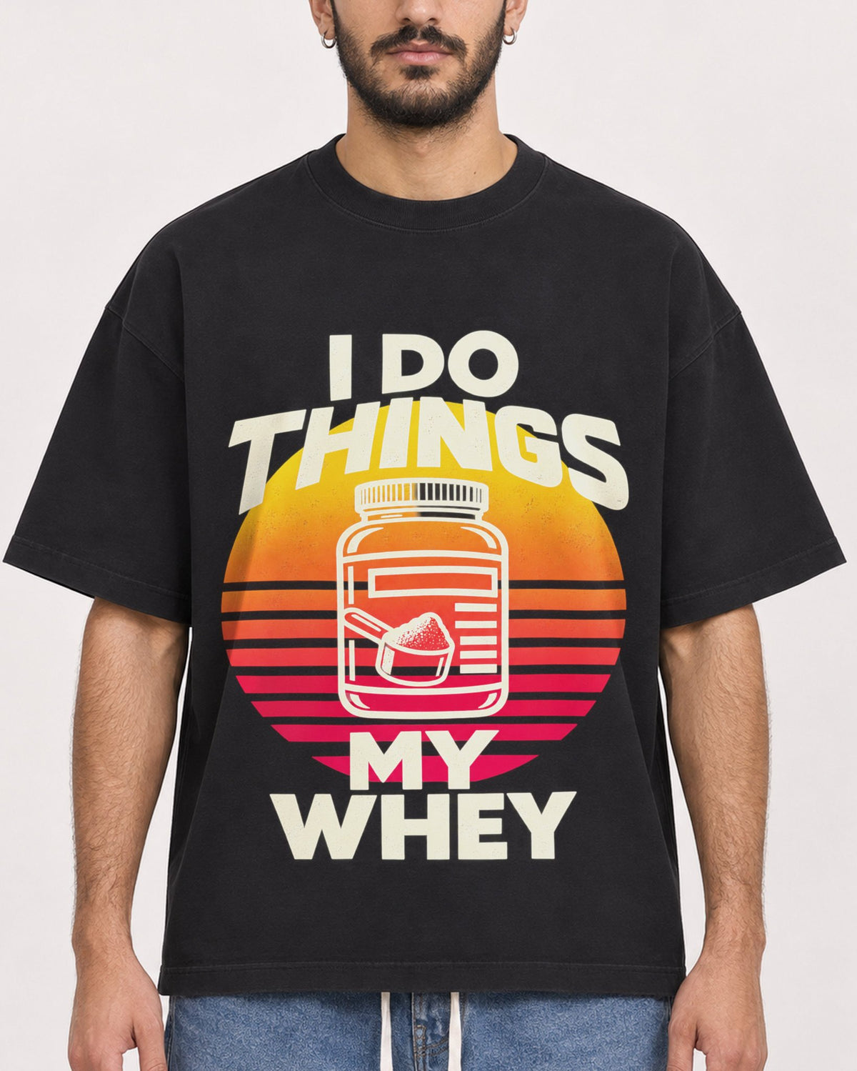Mockup Boxy Heavyweight Tee Black male close-up 07