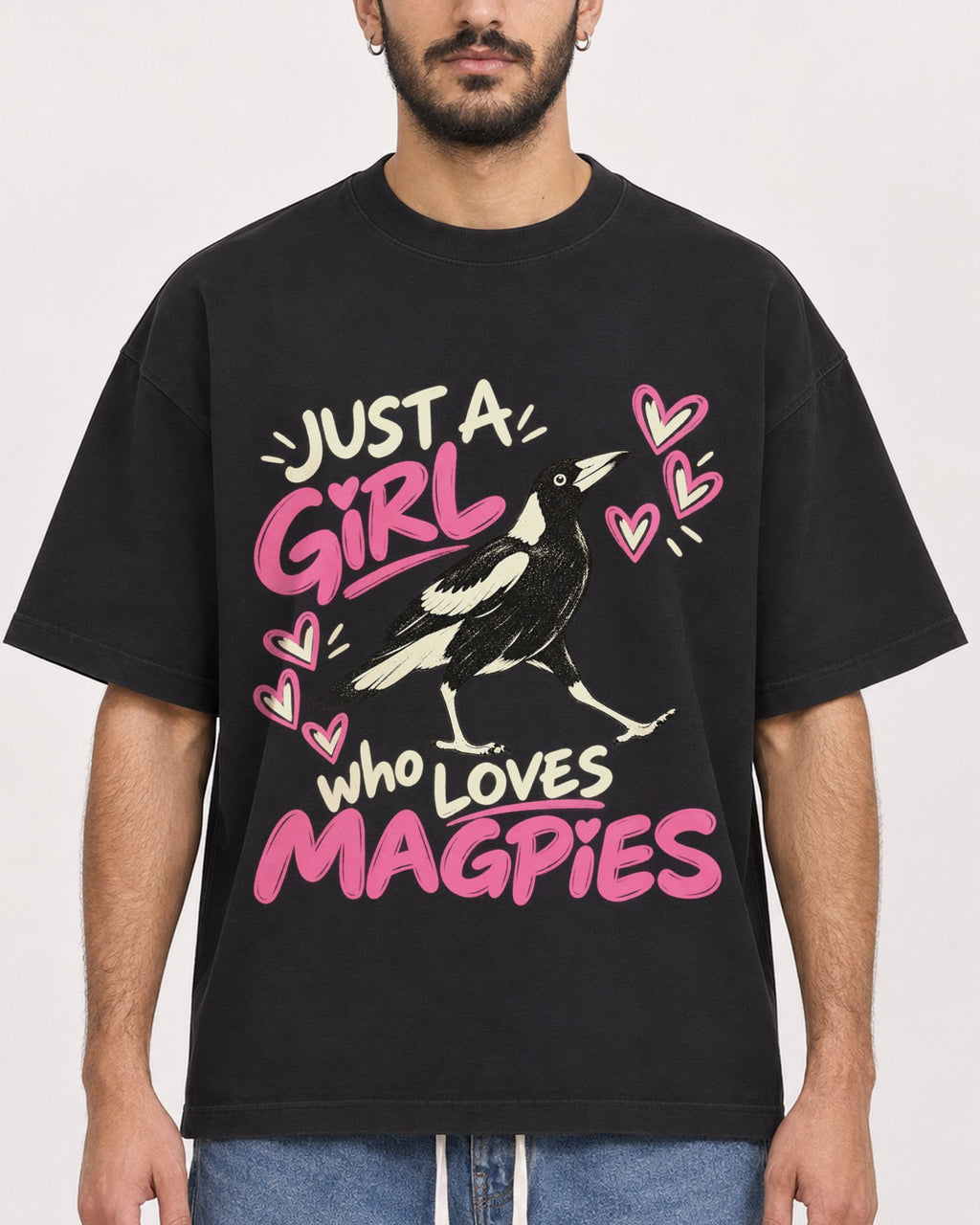 Mockup Boxy Heavyweight Tee Black male close-up 07