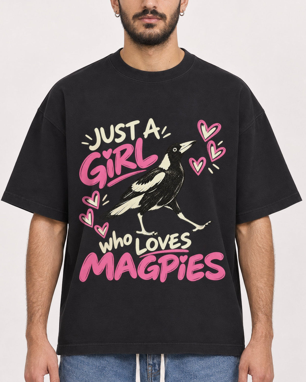 Mockup Boxy Heavyweight Tee Black male close-up 07