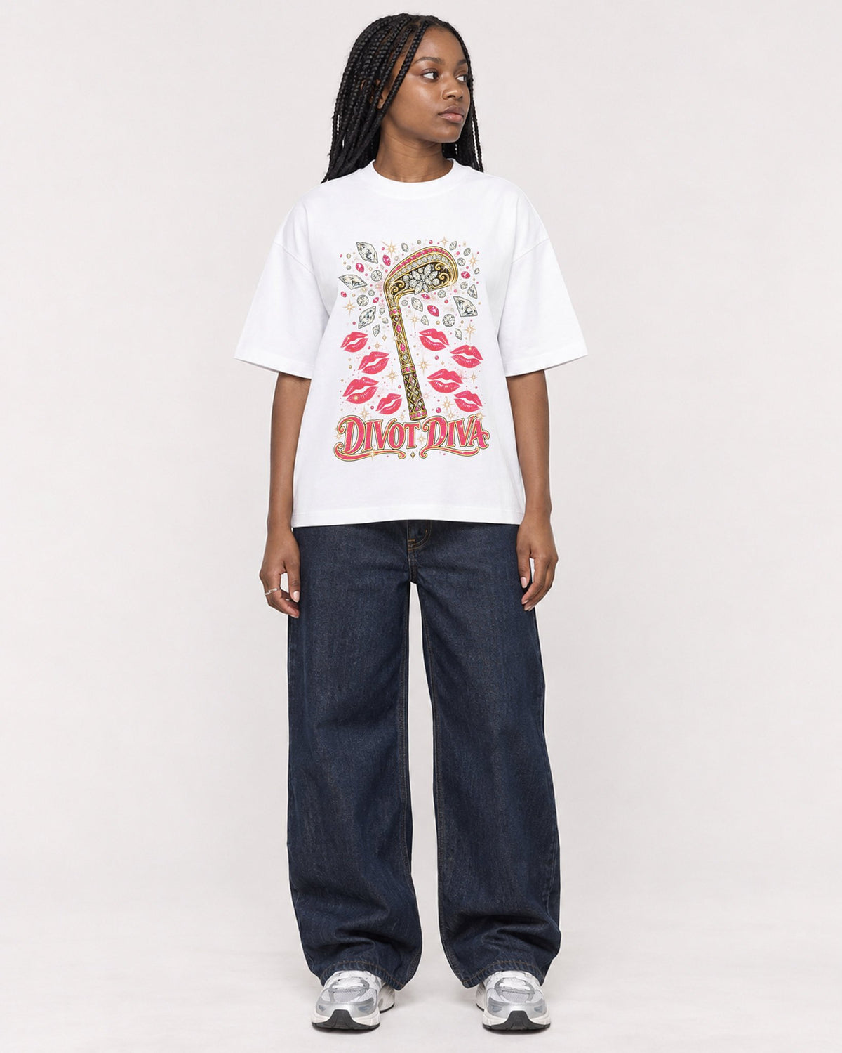 Mockup Boxy Heavyweight Tee White female full-body 04