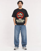 Mockup Boxy Heavyweight Tee Black male full-body 02