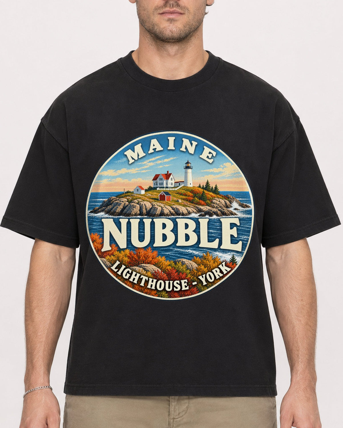 Mockup Boxy Heavyweight Tee Black male close-up 08