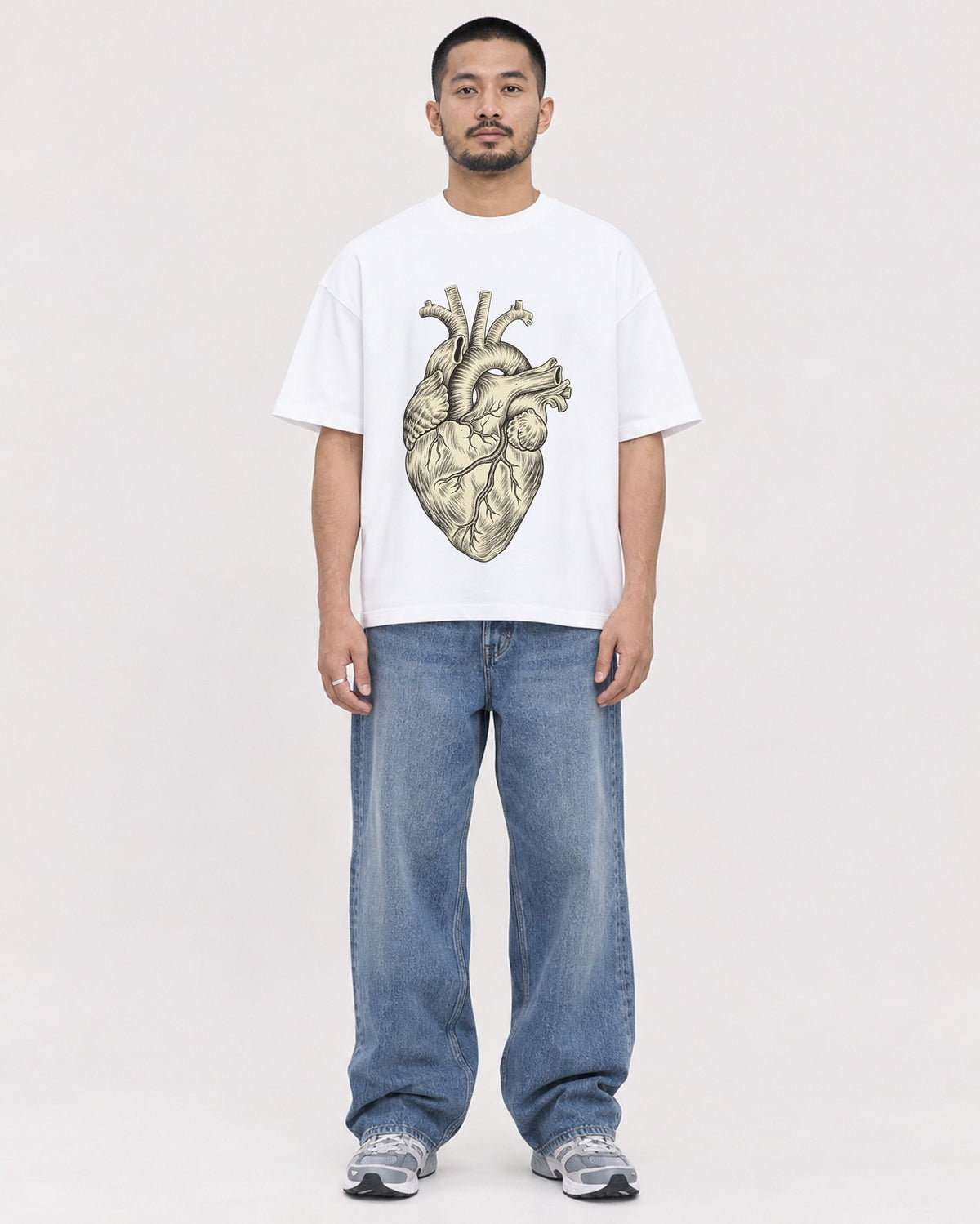 Mockup Boxy Heavyweight Tee White male full-body 32