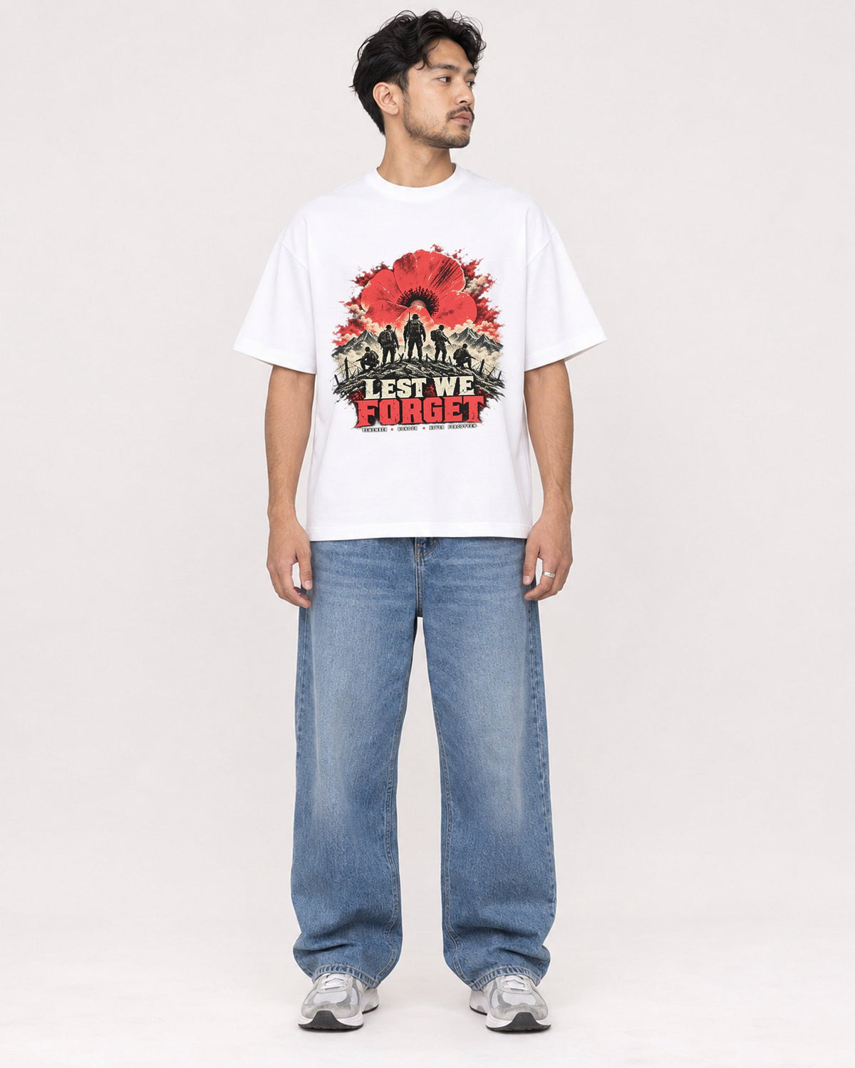 Mockup Boxy Heavyweight Tee White male full-body 02