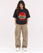 Mockup Boxy Heavyweight Tee Black female full-body 02