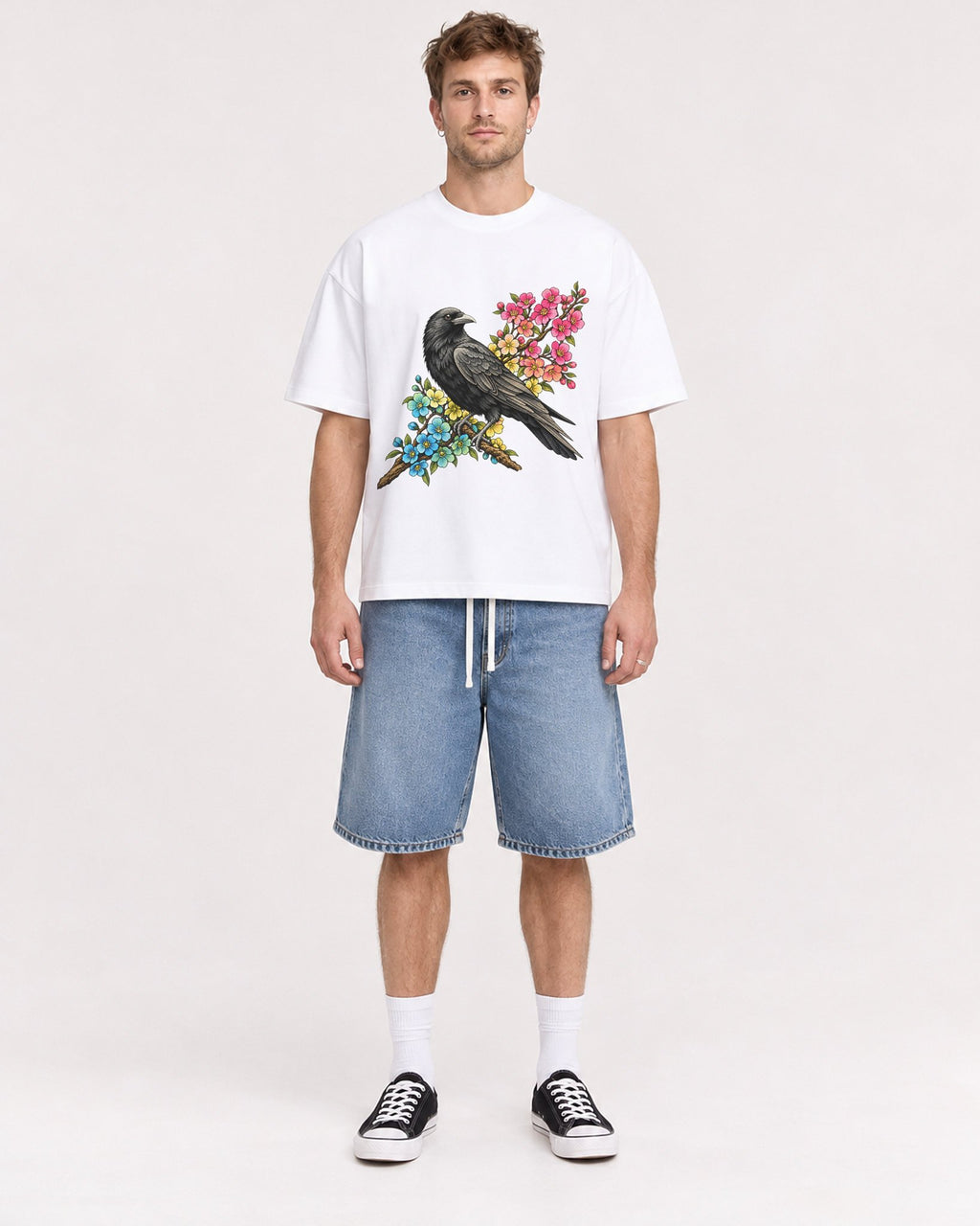 Mockup Boxy Heavyweight Tee White male full-body 08