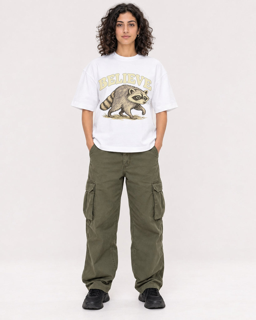 Mockup Boxy Heavyweight Tee White female full-body 27