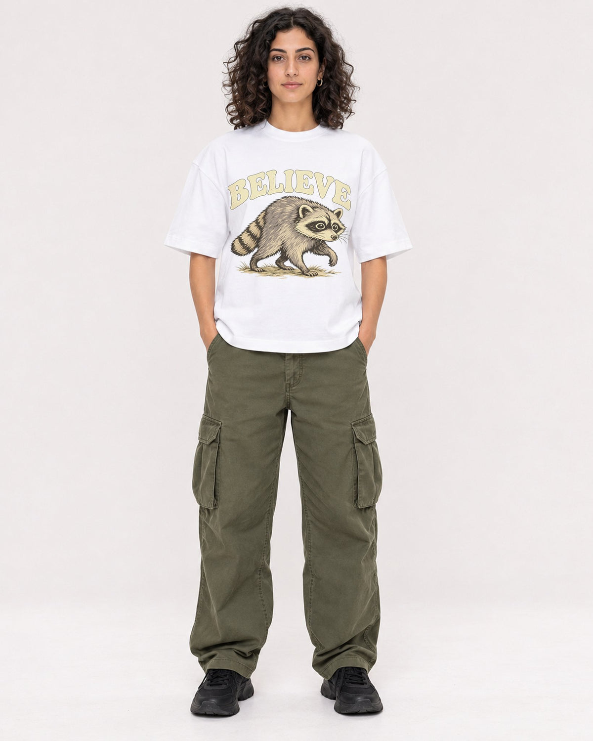Mockup Boxy Heavyweight Tee White female full-body 27