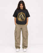 Mockup Boxy Heavyweight Tee Black female full-body 06